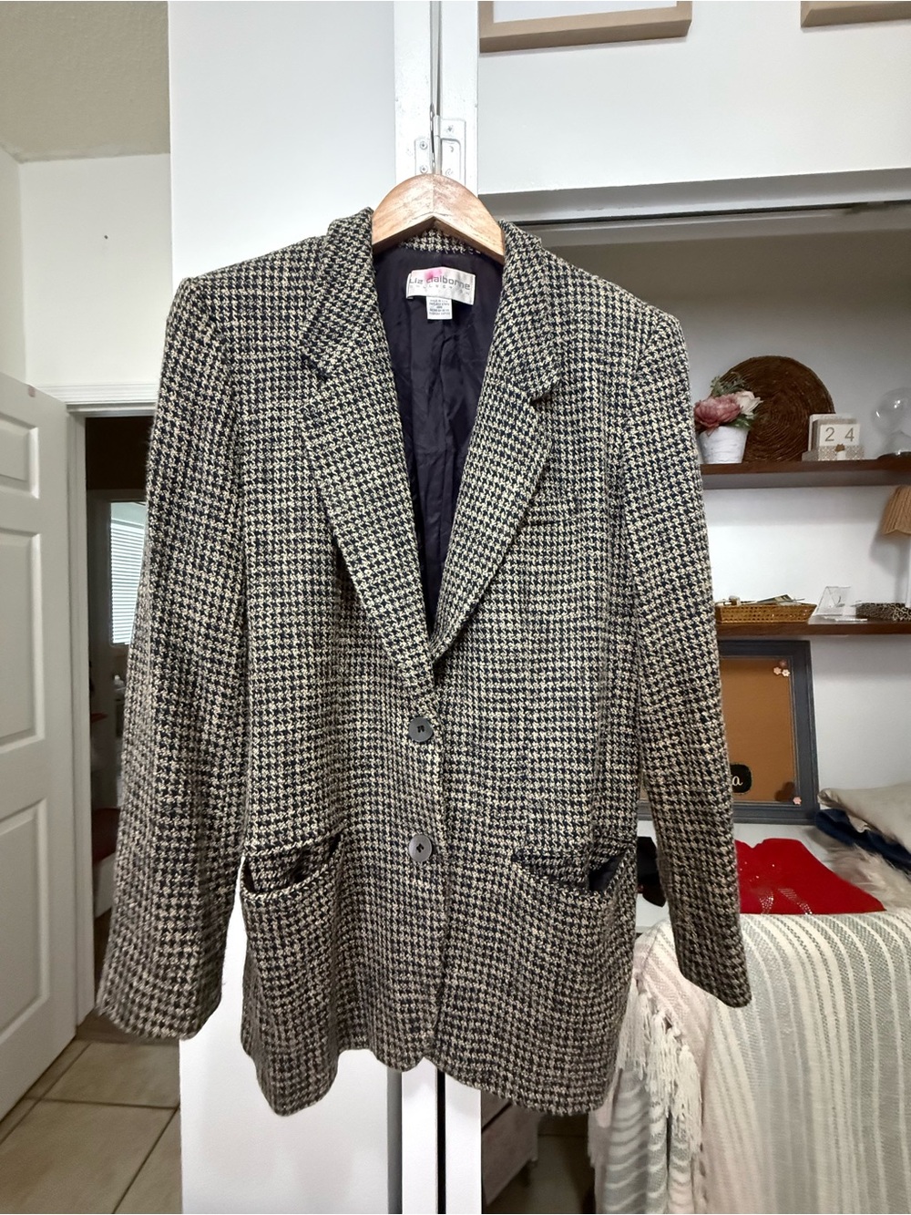 Liz Claiborne Houndstooth Sport Coat - Black & Cream